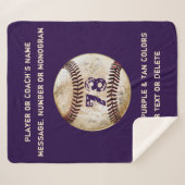 パープルまたはカラーズコージーシェルパ野球ブランケット シェルパブランケット (正面(横))