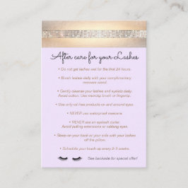 パープルまつげエクステンションアフターケアの手順 紹介カード