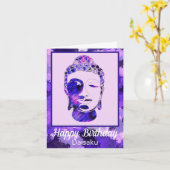 パープルやる気を起こさせるブッダ頭誕生日カード カード (黄色い花)