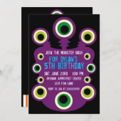 パープルアイズモンスターバースデーパーティ招待状 招待状 (正面/裏面)