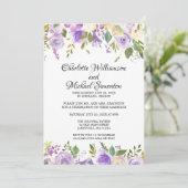 パープルアイボリーフローラエロペメント披露宴招待状 招待状 (スタンド正面)