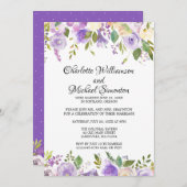 パープルアイボリーフローラエロペメント披露宴招待状 招待状 (正面/裏面)