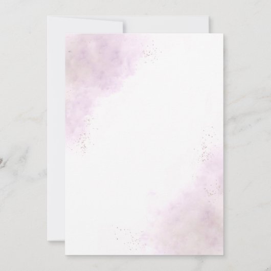 パープルアイボリー金ゴールドフローラエレガントブライダルシャワー 招待状 (裏面)