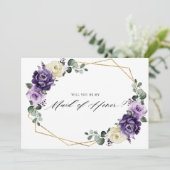 パープルアイボリー金ゴールド私のメイド・オブ・オーナー(花嫁付き添い人) 招待状 (スタンド正面)