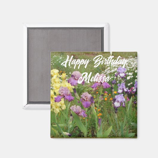 パープルアイリスアイリスガーデンフラワーフローラ誕生日 マグネット (正面/裏面)