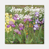 パープルアイリスアイリスガーデンフラワーフローラ誕生日 マグネット (正面)