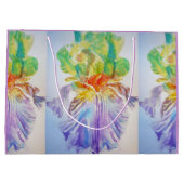 パープルアイリスアイリスフローラウォーターカラー抱き枕 ラージペーパーバッグ (裏面)