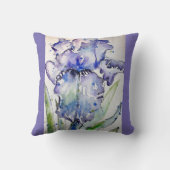 パープルアイリスアートウォーターカラーフラワーフローラクッション クッション (裏面)