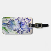 パープルアイリスアートウォーターカラー誕生日ネイビーブルー ラゲッジタグ (正面横)