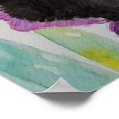 パープルアイリスアートフローラ花水彩ポスター ポスター (角)