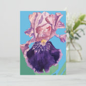 パープルアイリスアート水彩画の誕生日招待状 招待状 (スタンド正面)