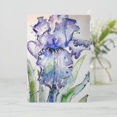 パープルアイリスアート水彩誕生日招待状 招待状 (スタンド正面)