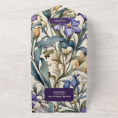 パープルアイリスアールヌーボー結婚ズ オールインワン招待状 (外側)