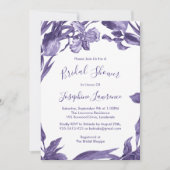 パープルアイリスウォーターカラーフラワーズブライダルシャワー 招待状 (正面)