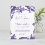パープルアイリスウォーターカラーフラワーズブライダルシャワー 招待状 (スタンド正面)
