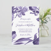 パープルアイリスウォーターカラーフローラボタニカル結婚ズ 招待状 (スタンド正面)