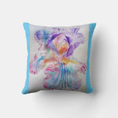 パープルアイリスウォーターカラーフローラライトブルークッション クッション (裏面)