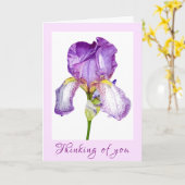 パープルアイリスウォーターカラー悔やみや弔慰折り畳みカード カード (黄色い花)