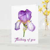パープルアイリスウォーターカラー悔やみや弔慰折り畳みカード カード (黄色い花)