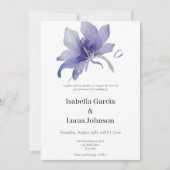 パープルアイリスウォーターカラー結婚式招待状 セーブザデート (正面)