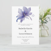 パープルアイリスウォーターカラー結婚式招待状 セーブザデート (スタンド正面)