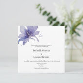 パープルアイリスウォーターカラー結婚式招待状 セーブザデート (スタンド正面)