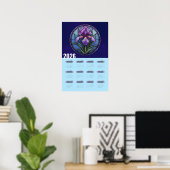 パープルアイリスウォール2026カレンダー ポスター (ホームオフィス)