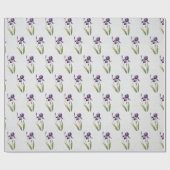 パープルアイリスオングレーウッドラッピング紙 ラッピングペーパー (フラット)