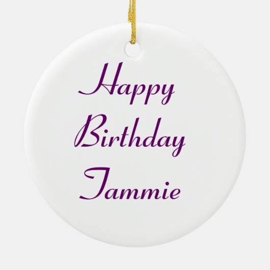 パープルアイリスカスタム誕生日 セラミックオーナメント (裏面)