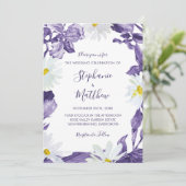 パープルアイリスデイジーウォーターカラーボタニッ結婚クス 招待状 (スタンド正面)