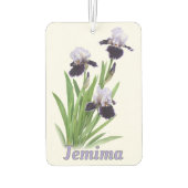 パープルアイリストリオボタニカルアートパーソナライズされた カーエアーフレッシュナー (裏面)