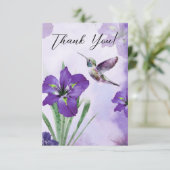 パープルアイリスハummingbirdサンキューカード サンキューカード (スタンド正面)
