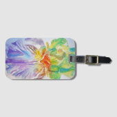 パープルアイリスフラワーの花の水彩ラゲッジタグ ラゲッジタグ (正面横)