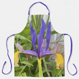 パープルアイリスフラワーアウトドアガーデン自然写真 エプロン