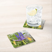 パープルアイリスフラワーアウトドアガーデン自然写真 スクエアペーパーコースター (インサイチュ)