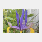 パープルアイリスフラワーアウトドアガーデン自然写真 ドアマット (正面)