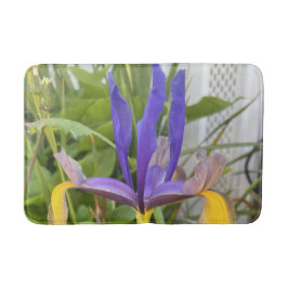 パープルアイリスフラワーアウトドアガーデン自然写真 バスマット