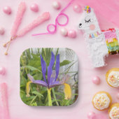 パープルアイリスフラワーアウトドアガーデン自然写真 ペーパープレート (パーティー)