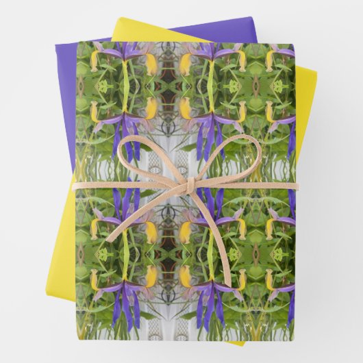 パープルアイリスフラワーアウトドアガーデン自然写真 ラッピングペーパーシート (インサイチュ)