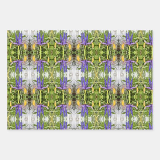 パープルアイリスフラワーアウトドアガーデン自然写真 ラッピングペーパーシート (正面)