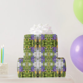 パープルアイリスフラワーアウトドアガーデン自然写真 ラッピングペーパー