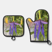 パープルアイリスフラワーアウトドアガーデン自然写真 鍋つかみ&鍋敷きセット (正面)