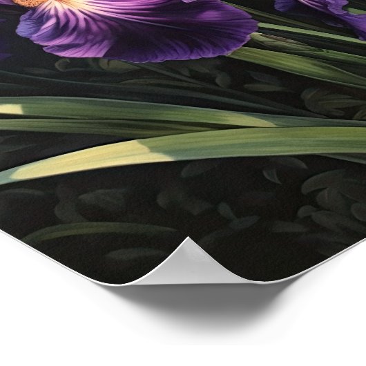 パープルアイリスフラワーアートプリントポスター ポスター (角)