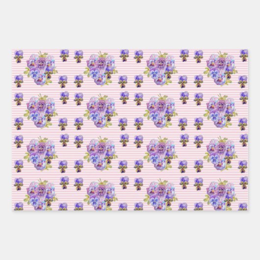 パープルアイリスフラワーウォーター絵画カラー ラッピングペーパーシート (正面2)