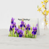パープルアイリスフラワーフラワーフローラ誕生日カード カード (黄色い花)