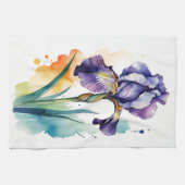 パープルアイリスフラワー開花 キッチンタオル (横)