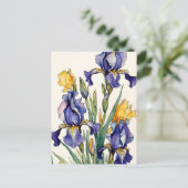 パープルアイリスフラワー開花 シーズンポストカード (スタンド正面)
