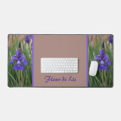 パープルアイリスフローラ植物写真 デスクマット (キーボード&マウス)