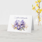 パープルアイリスブーケ悔やみや弔慰 カード (黄色い花)