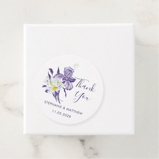 パープルアイリスホワイトデイジーボ結婚タニカル感謝していズ フェイバータグ (インサイチュ)